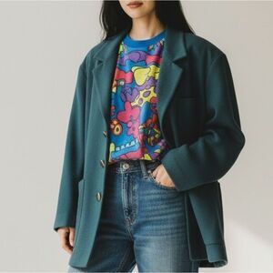 "Devonshire Cream" Dark Green Wool Felt Jacket